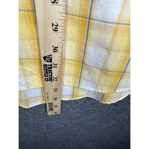 Cabelas 2XLT Tall Yellow Plaid Short Sleeve Button Up Shirt Sanded Poplin NWT - Picture 7 of 11